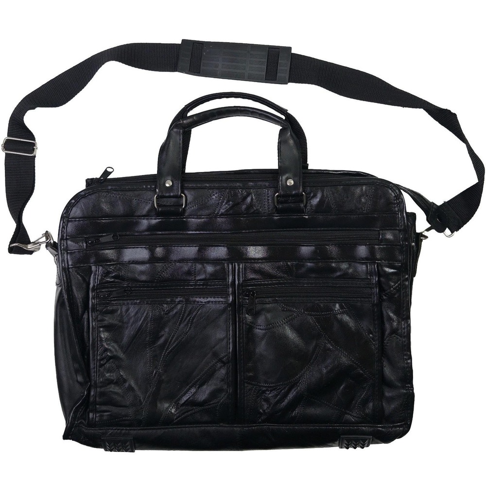 Vintage Genuine Leather Patchwork Briefcase Multi Pocket Laptop/Messenger Bag